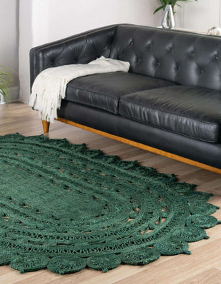 Unique Loom Braided Jute RET-NAT2 Hunter Green Area Rug