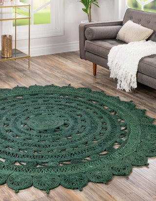 Unique Loom Braided Jute RET-NAT2 Hunter Green Area Rug