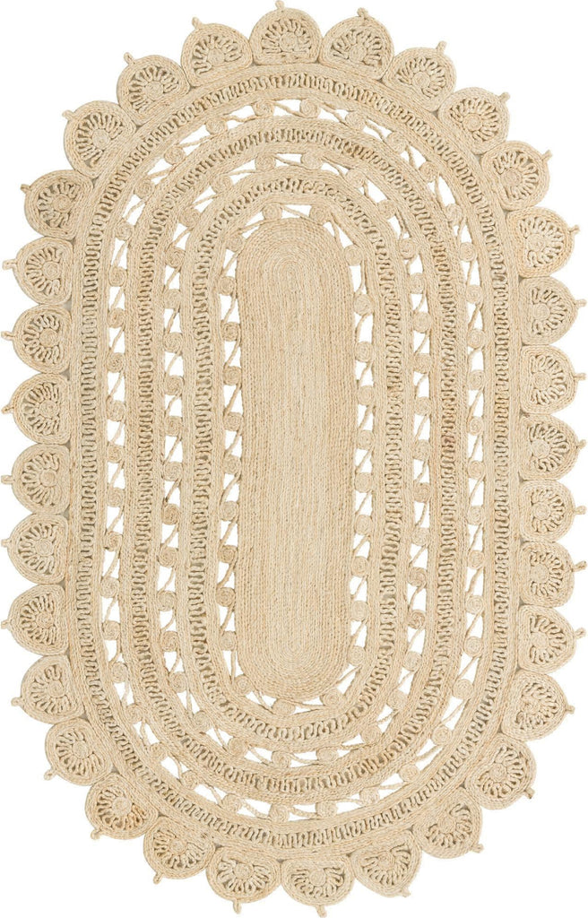 Unique Loom Braided Jute RET-NAT2 Ivory Area Rug