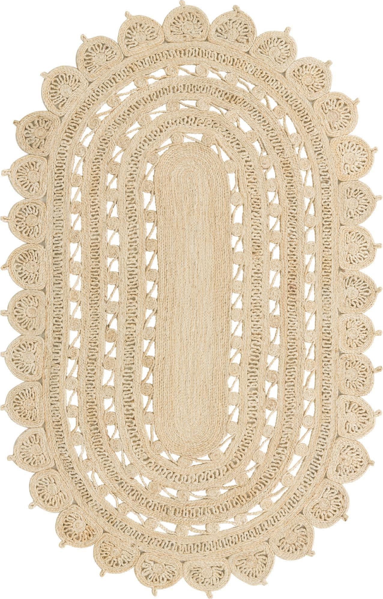 Unique Loom Braided Jute RET-NAT2 Ivory Area Rug