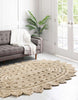 Unique Loom Braided Jute RET-NAT2 Ivory Area Rug