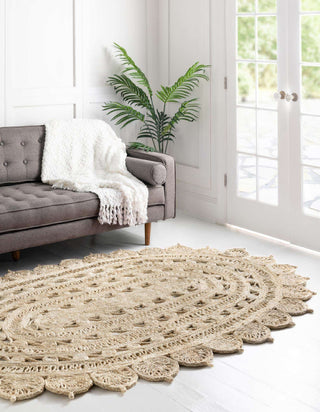 Unique Loom Braided Jute RET-NAT2 Ivory Area Rug