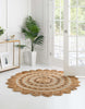 Unique Loom Braided Jute RET-NAT2 Natural and White Area Rug