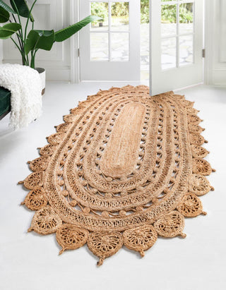 Unique Loom Braided Jute RET-NAT2 Natural Area Rug 5' 1'' X 5' 1'' Round Lifestyle Image Feature