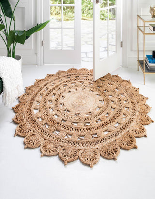 Unique Loom Braided Jute RET-NAT2 Natural Area Rug