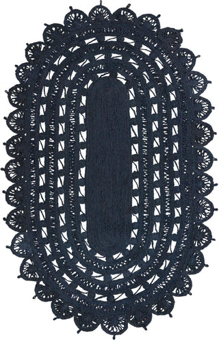 Unique Loom Braided Jute RET-NAT2 Navy Blue Area Rug