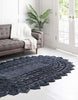 Unique Loom Braided Jute RET-NAT2 Navy Blue White Area Rug