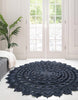 Unique Loom Braided Jute RET-NAT2 Navy Blue White Area Rug