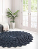 Unique Loom Braided Jute RET-NAT2 Navy Blue White Area Rug