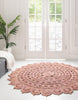 Unique Loom Braided Jute RET-NAT2 Pink Area Rug