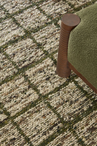 Brink and Campman Craft Jack Hunter Green Area Rug Reverse Side Room Image Feature