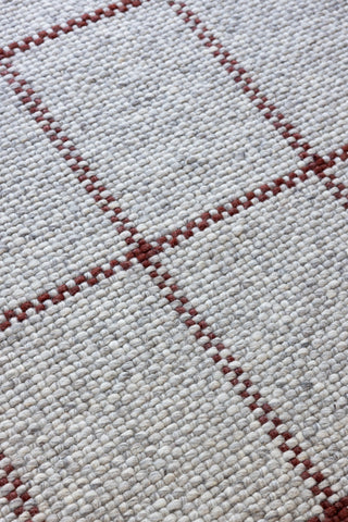 Brink and Campman Craft Matter Check Ash/Stone Red Area Rug Room Image Feature