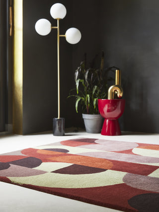 Brink and Campman Decor Cosmo Red Pale Green Area Rug Room Image Feature