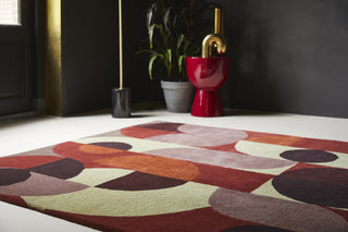 Brink and Campman Decor Cosmo Red Pale Green Area Rug Room Image Feature