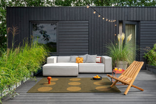 Brink and Campman Habitat Festival Dots Olive Green Area Rug Room Image Feature
