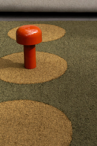 Brink and Campman Habitat Festival Dots Olive Green Area Rug Room Image Feature