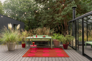 Brink and Campman Habitat Festival Dots Red Area Rug Room Image Feature