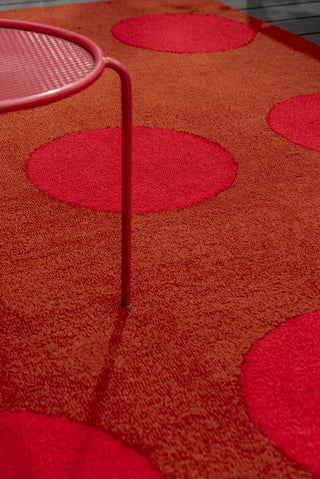 Brink and Campman Habitat Festival Dots Red Area Rug Room Image Feature