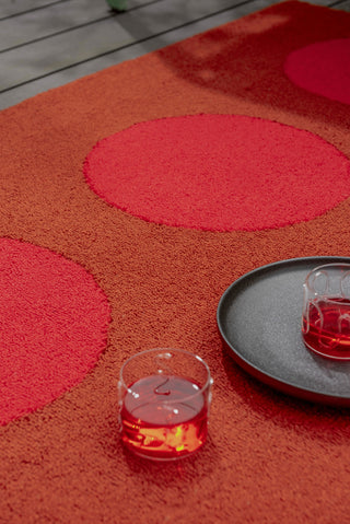 Brink and Campman Habitat Festival Dots Red Area Rug Room Image Feature