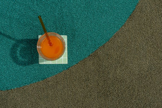 Brink and Campman Habitat Festival Round Aqua Area Rug Round Room Image Feature