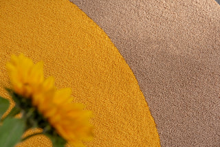 Brink and Campman Habitat Festival Round Yellow Area Rug Round Room Image Feature