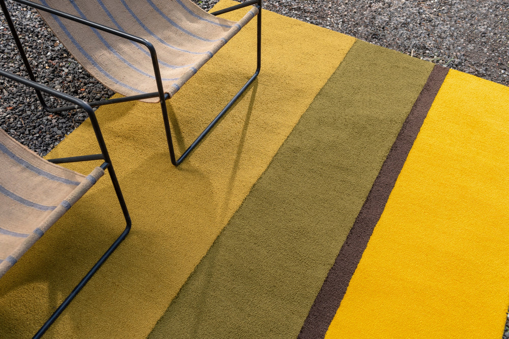 Brink and Campman Habitat Festival Stripe Yellow Area Rug Room Image Feature