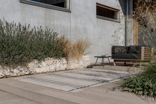 Brink and Campman Zona Line Charcoal Area Rug Room Image Feature