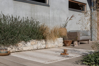 Brink and Campman Zona Line Sesame Area Rug Room Image Feature