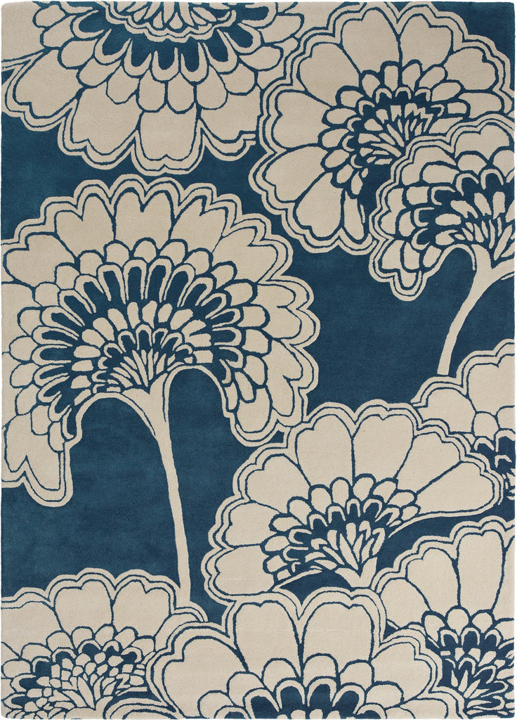 Brink and Campman Japanese Floral Midnight Area Rug by Florence Broadhurst main image