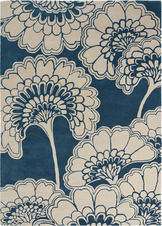 Brink and Campman Japanese Floral Midnight Area Rug by Florence Broadhurst main image