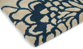 Brink and Campman Japanese Floral Midnight Area Rug by Florence Broadhurst Corner Image