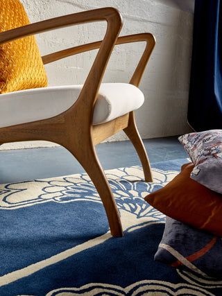 Brink and Campman Japanese Floral Midnight Area Rug by Florence Broadhurst Room Image Feature