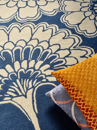 Brink and Campman Japanese Floral Midnight Area Rug by Florence Broadhurst Room Image Feature