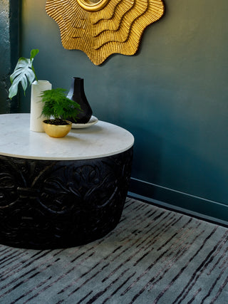 Brink and Campman Slub Charcoal Area Rug by Florence Broadhurst Room Image Feature