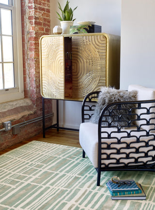 Brink and Campman Tortoiseshell Stripe Jade Area Rug by Florence Broadhurst Room Image Feature