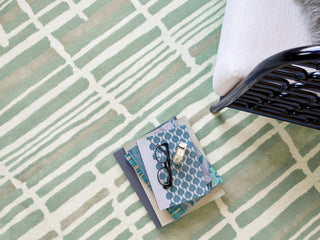 Brink and Campman Tortoiseshell Stripe Jade Area Rug by Florence Broadhurst Room Image Feature