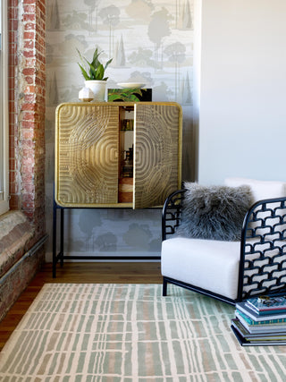 Brink and Campman Tortoiseshell Stripe Jade Area Rug by Florence Broadhurst Room Image Feature