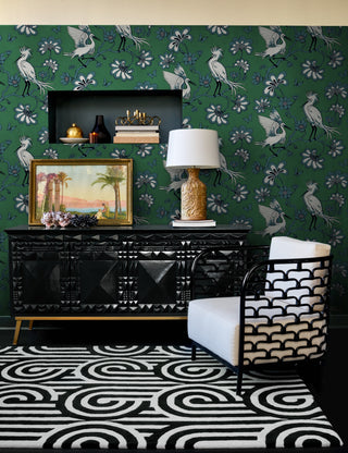 Brink and Campman Turnabouts Black Area Rug by Florence Broadhurst Room Image Feature