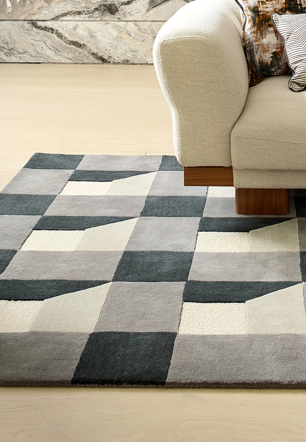Brink and Campman Blocks Slate Area Rug by Harlequin Room Image Feature