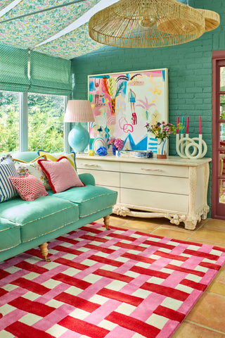 Brink and Campman Basket Weave Coral/Rose Area Rug by Harlequin x Sophie Robinson Room Image Feature