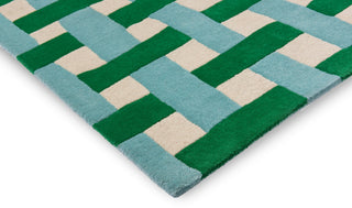 Brink and Campman Basket Weave Emerald/Aquamarine Area Rug by Harlequin x Sophie Robinson Corner Image