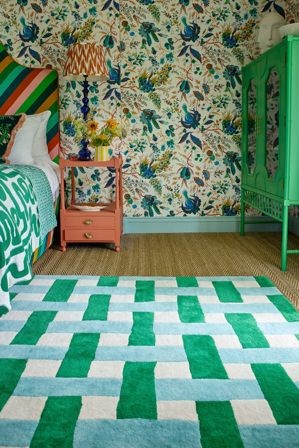 Brink and Campman Basket Weave Emerald/Aquamarine Area Rug by Harlequin x Sophie Robinson Room Image Feature
