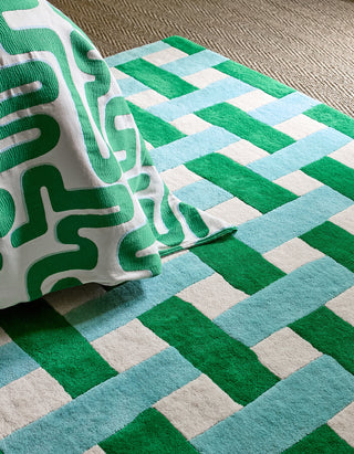 Brink and Campman Basket Weave Emerald/Aquamarine Area Rug by Harlequin x Sophie Robinson Room Image Feature
