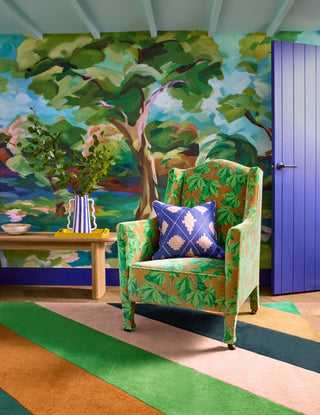 Brink and Campman Sherbet Stripe Emerald/Amber Area Rug by Harlequin x Sophie Robinson Room Image Feature