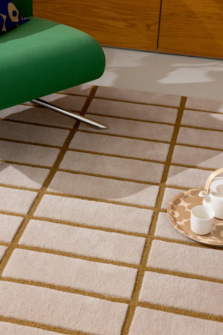 Brink and Campman Tiiliskivi Bronze Yellow Area Rug by Marimekko Room Image Feature