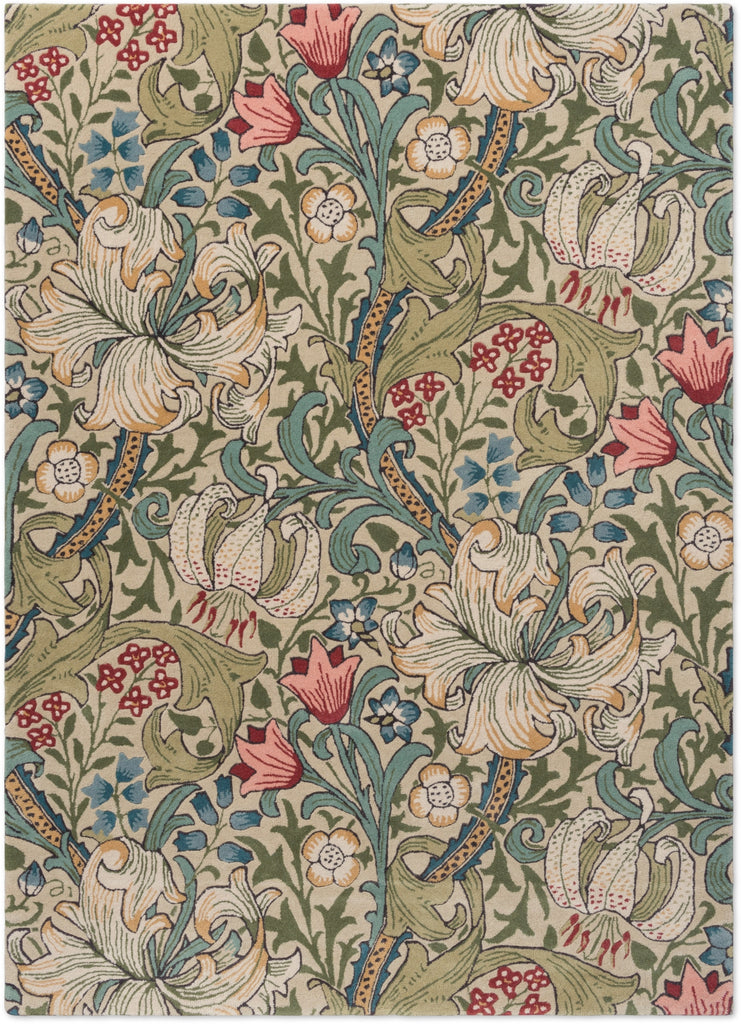 Brink and Campman Golden Lily Green/Red Area Rug by Morris Co main image