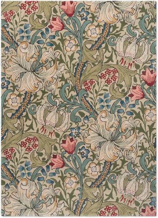 Brink and Campman Golden Lily Green/Red Area Rug by Morris Co main image