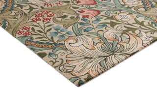 Brink and Campman Golden Lily Green/Red Area Rug by Morris Co Corner Image
