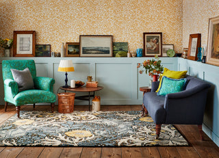 Brink and Campman Seaweed Teal Area Rug by Morris Co x Emery Walker's House Room Image Feature