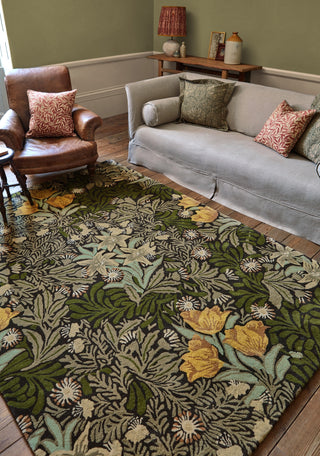 Brink and Campman Bower Twining Vine Green Area Rug by Morris Co x Emery Walker's House Room Image Feature